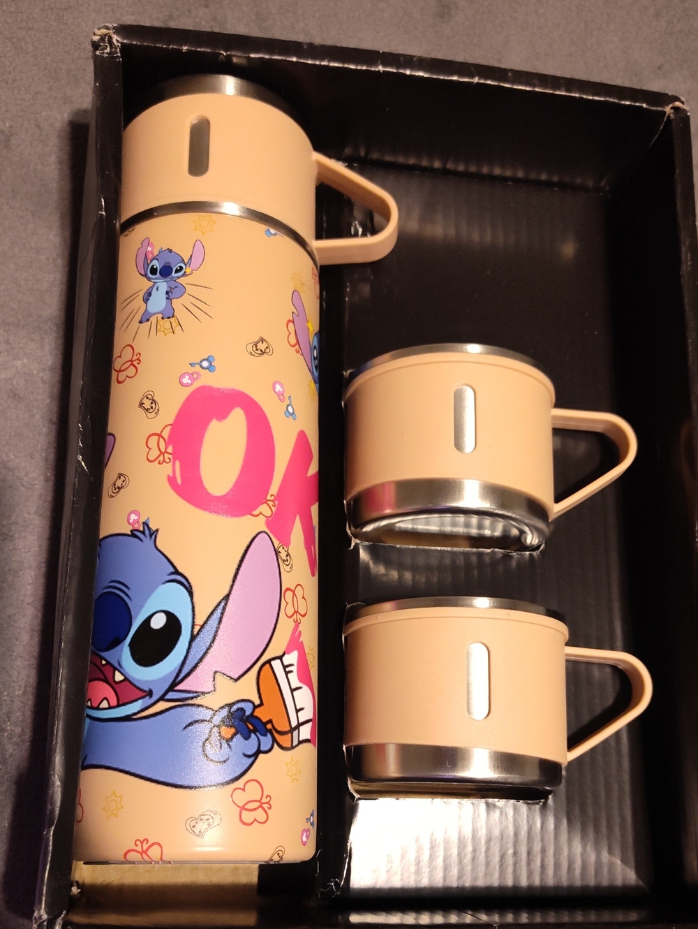 Peach Stitch Insulated Flask and Cup Set - Home Party Supplies